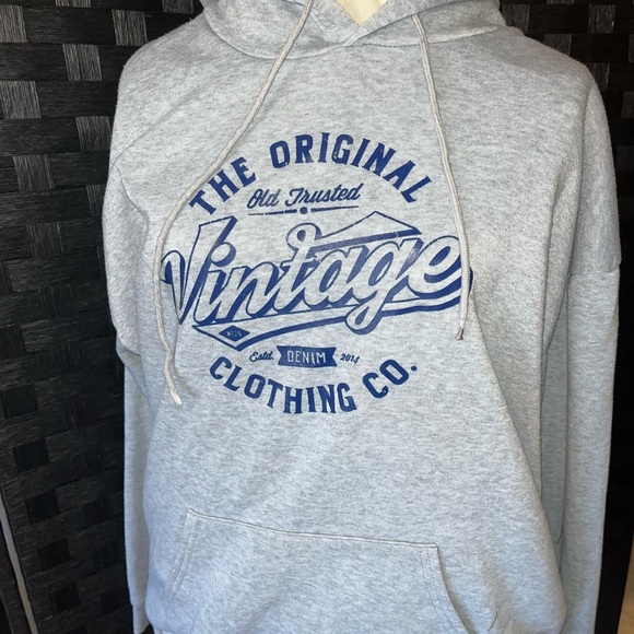 Vintage Gray and Blue Sweatshirt Hoodie - Picture 1 of 3